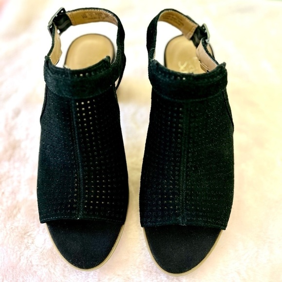 Franco Sarto Harlet2 Black Size 9 Slingbacks Suede Leather Block Heels NWOT - Picture 2 of 11